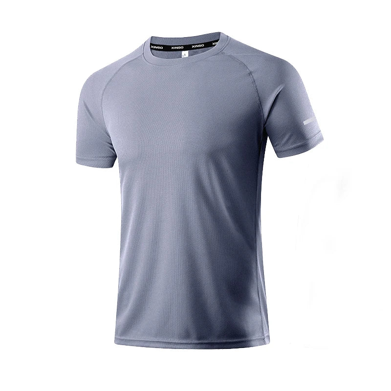 Solid Color Polyester T Shirts Men Clothing Gym Clothing Slim Fit Athletic Wear Camiseta Casual T-Shirt Running Ftness Tops Tees