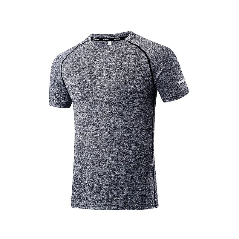 Solid Color Polyester T Shirts Men Clothing Gym Clothing Slim Fit Athletic Wear Camiseta Casual T-Shirt Running Ftness Tops Tees