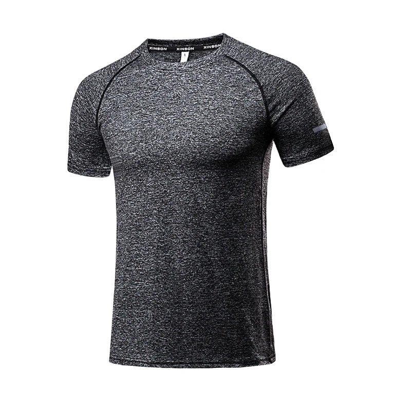 Solid Color Polyester T Shirts Men Clothing Gym Clothing Slim Fit Athletic Wear Camiseta Casual T-Shirt Running Ftness Tops Tees