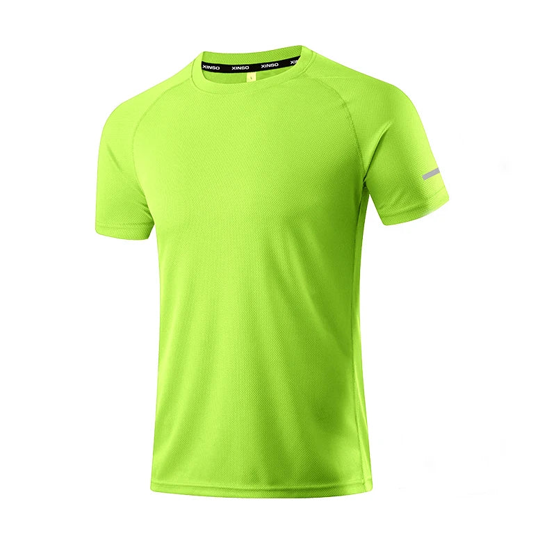 Solid Color Polyester T Shirts Men Clothing Gym Clothing Slim Fit Athletic Wear Camiseta Casual T-Shirt Running Ftness Tops Tees