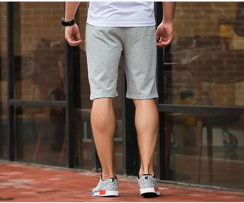 Men's Pure Cotton Running orts Casual Five-Quarter Length Breathable Sweat-ng Knitted Fabric Loose Fit Training Pants