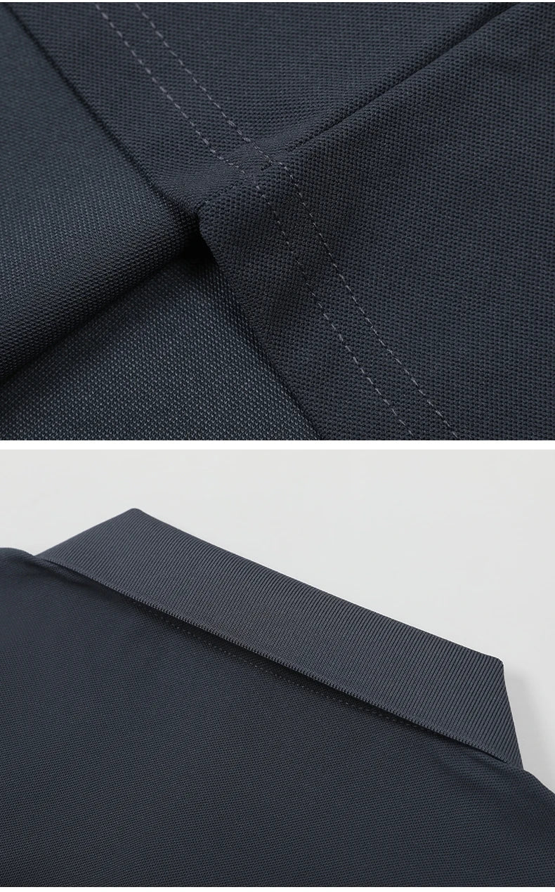 Business Casual Men's Polo Shirts Long Sleeve Turn Down Collar T Shirts Men Fashion Spring Autumn Streetwear Golf Polos for Men