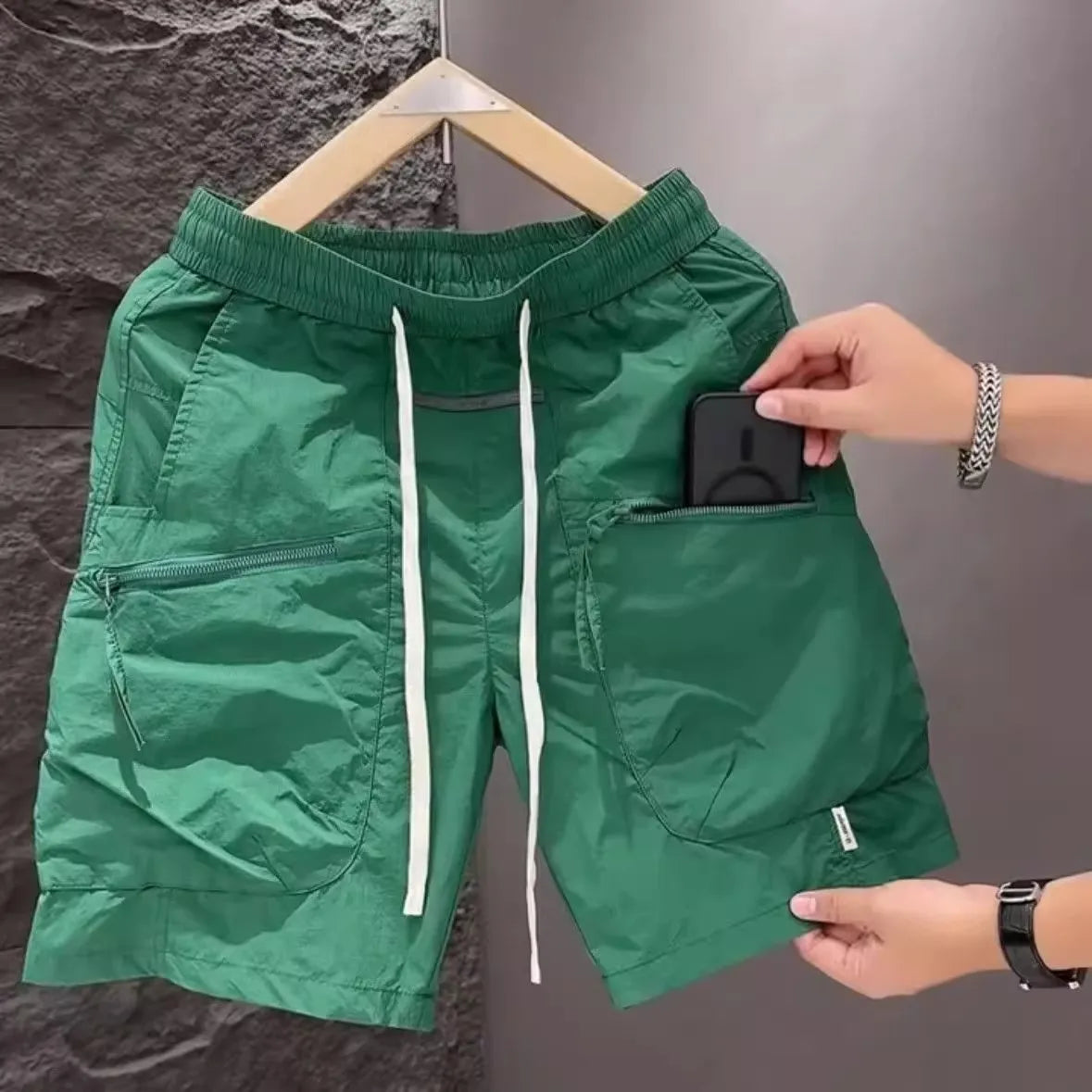 American Sle Thin Workwear ort orts Men's Summer Loose Casual Elastic Waist Five-Point Pants Youth Active Straight Leg