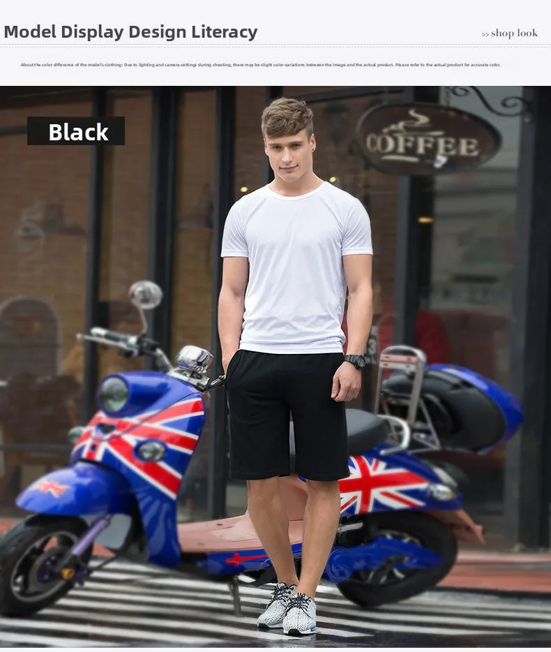 Men's Pure Cotton Running orts Casual Five-Quarter Length Breathable Sweat-ng Knitted Fabric Loose Fit Training Pants