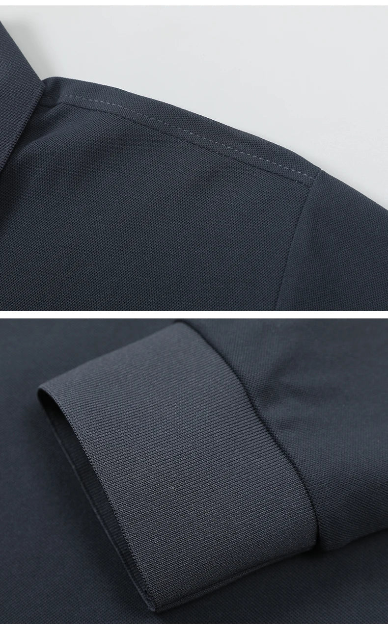 Business Casual Men's Polo Shirts Long Sleeve Turn Down Collar T Shirts Men Fashion Spring Autumn Streetwear Golf Polos for Men