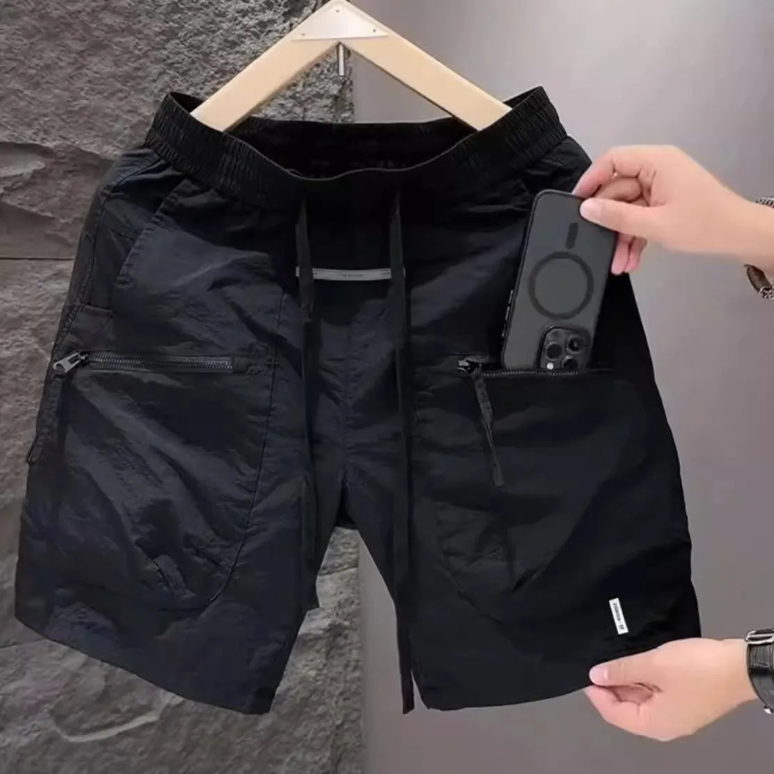 American Sle Thin Workwear ort orts Men's Summer Loose Casual Elastic Waist Five-Point Pants Youth Active Straight Leg