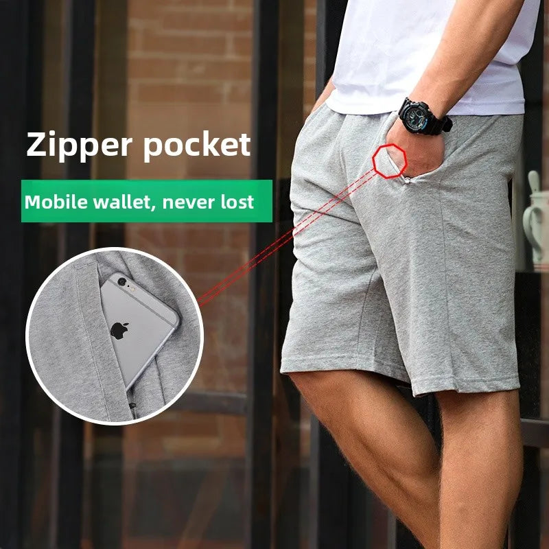 Men's Pure Cotton Running orts Casual Five-Quarter Length Breathable Sweat-ng Knitted Fabric Loose Fit Training Pants