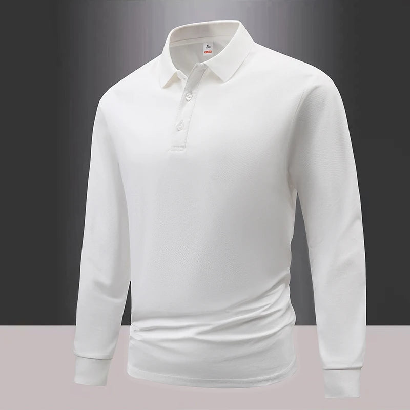 Business Casual Men's Polo Shirts Long Sleeve Turn Down Collar T Shirts Men Fashion Spring Autumn Streetwear Golf Polos for Men