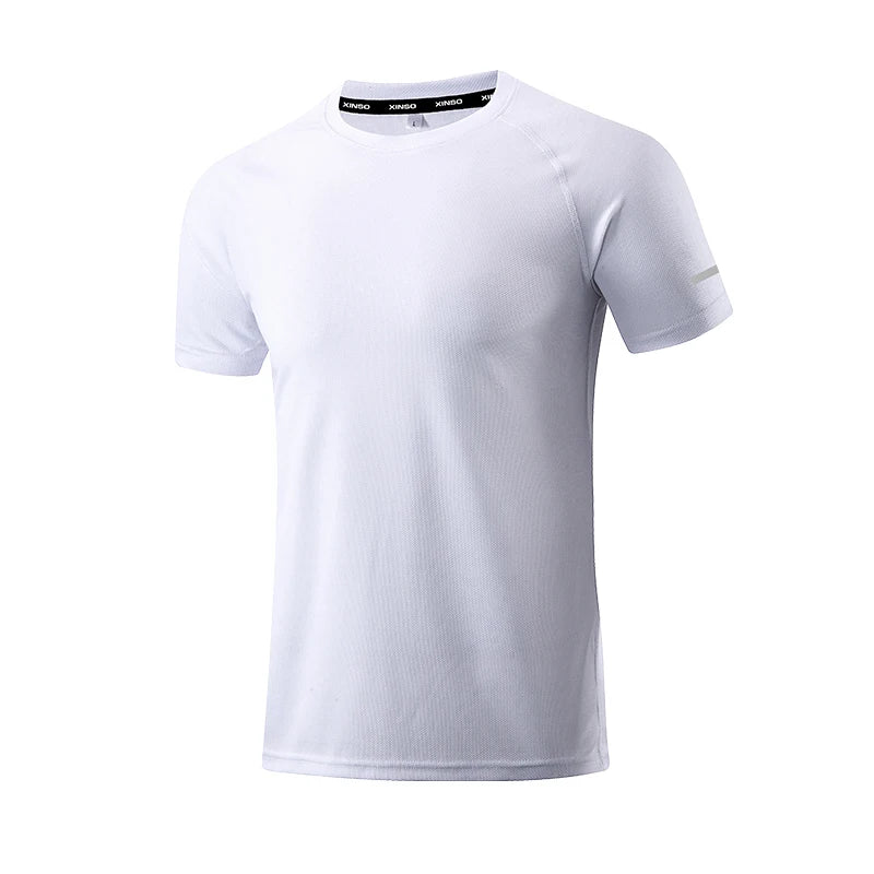 Solid Color Polyester T Shirts Men Clothing Gym Clothing Slim Fit Athletic Wear Camiseta Casual T-Shirt Running Ftness Tops Tees