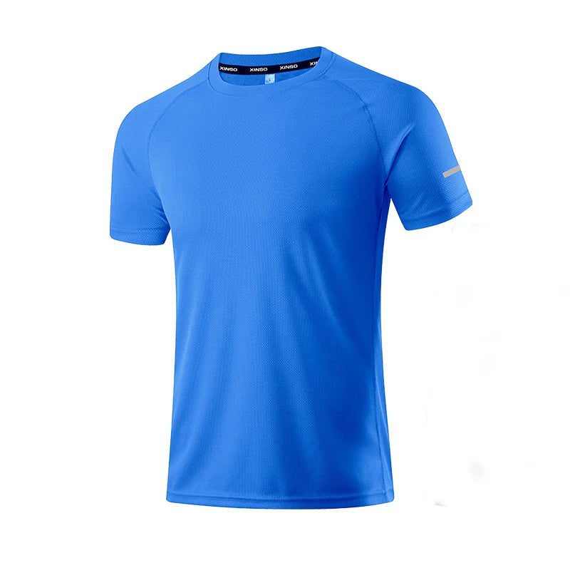 Solid Color Polyester T Shirts Men Clothing Gym Clothing Slim Fit Athletic Wear Camiseta Casual T-Shirt Running Ftness Tops Tees