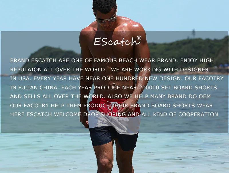 Escatch Brand Summer Swimming Shorts Men Fashion Sport Breathable Elastic Waist Mesh Liner With Pocket Bermudas Masculina Shorts