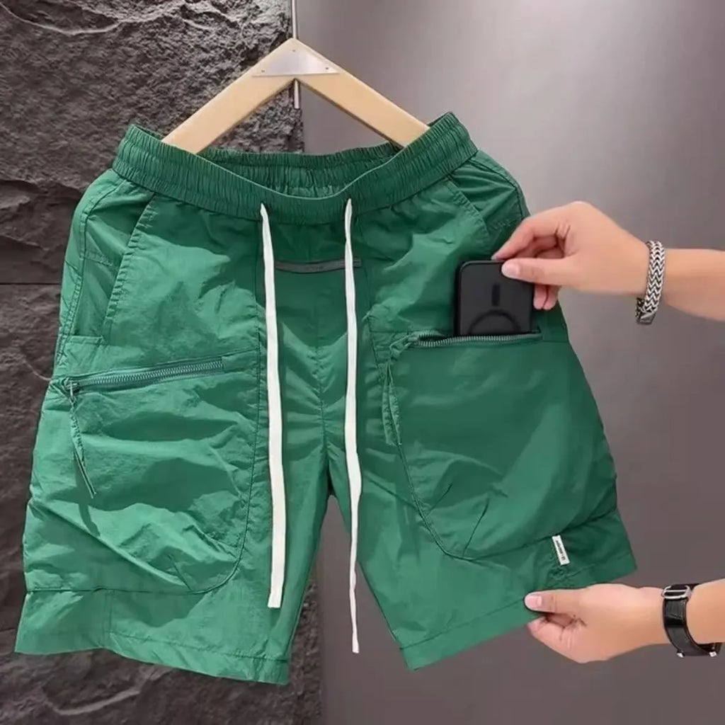 American Sle Thin Workwear ort orts Men's Summer Loose Casual Elastic Waist Five-Point Pants Youth Active Straight Leg