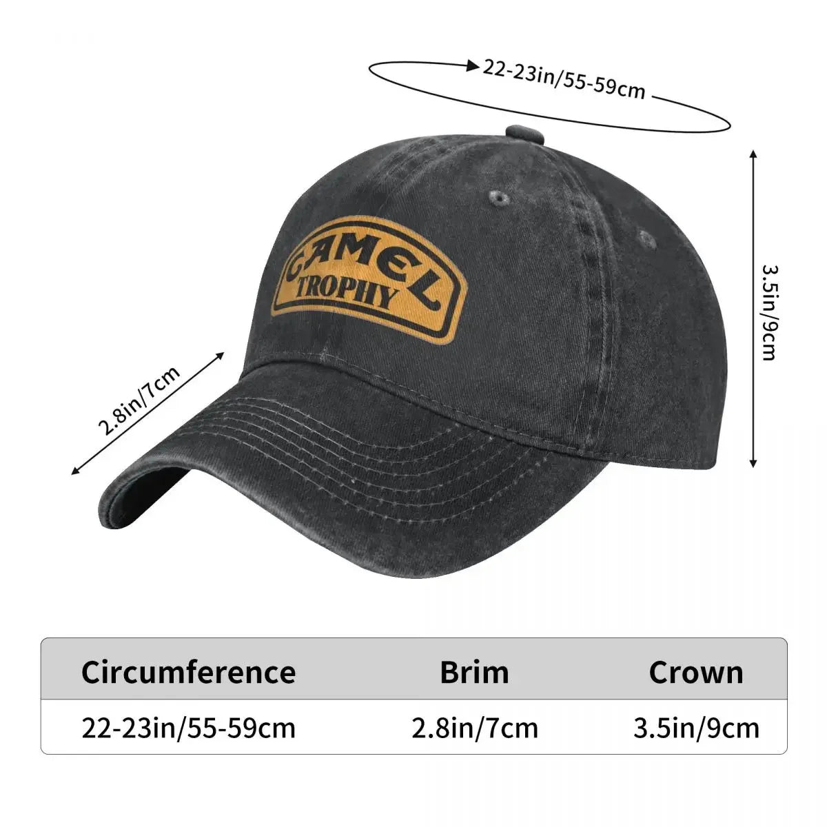 Camel Trophy Classic Logo Baseball Cap Vintage Distressed Denim Washed Snapback Cap Outdoor Travel Unstructured Soft Caps Hat