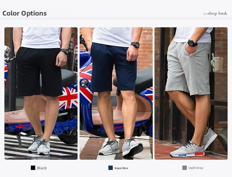 Men's Pure Cotton Running orts Casual Five-Quarter Length Breathable Sweat-ng Knitted Fabric Loose Fit Training Pants