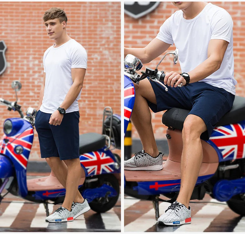 Men's Pure Cotton Running orts Casual Five-Quarter Length Breathable Sweat-ng Knitted Fabric Loose Fit Training Pants