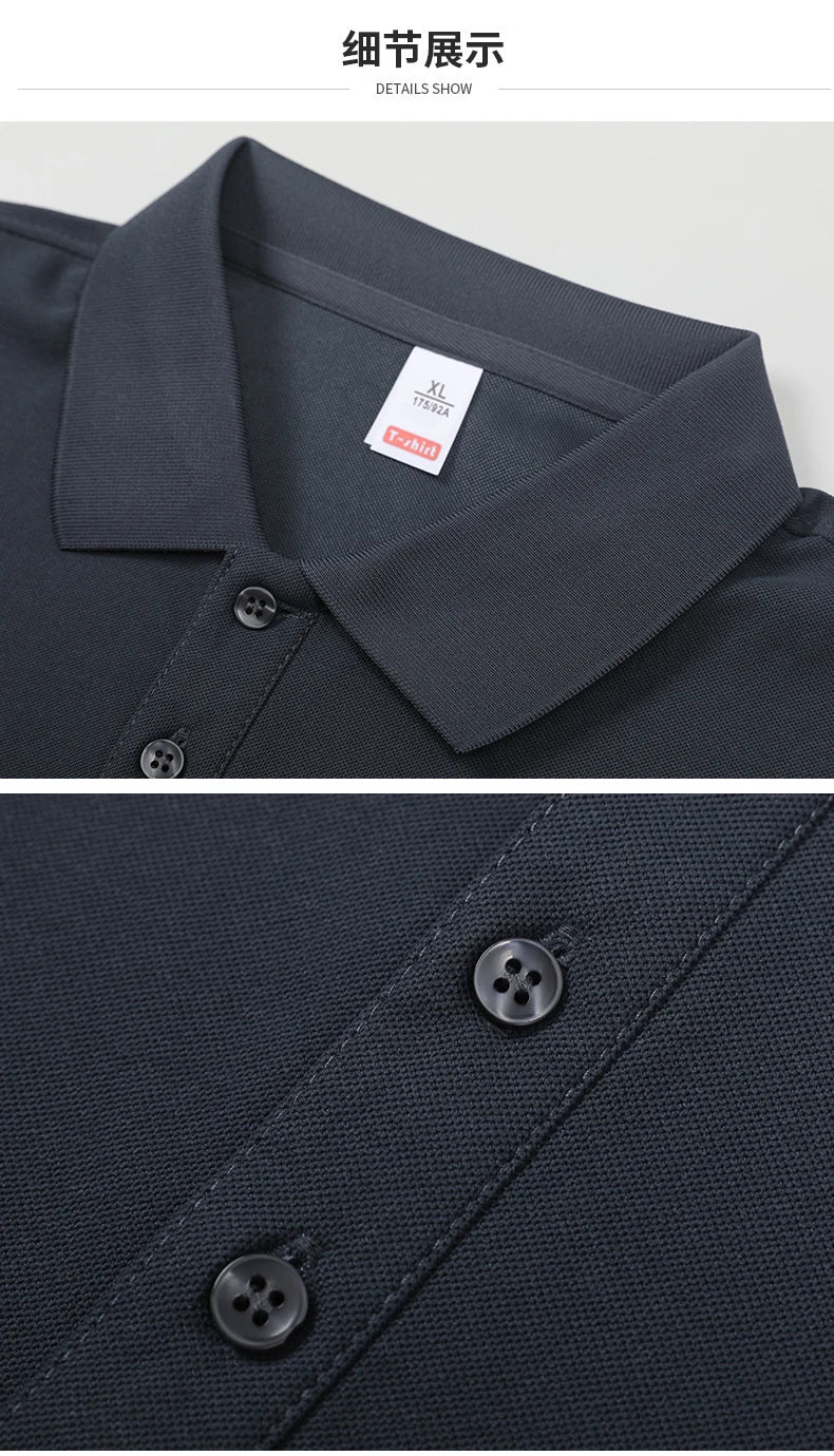 Business Casual Men's Polo Shirts Long Sleeve Turn Down Collar T Shirts Men Fashion Spring Autumn Streetwear Golf Polos for Men