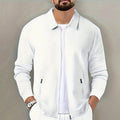 Men's Slim Fit Cardigan Jacket with Zipper Pocket Long Sleeved Sportswear Elegant Two-Piece Set with Long Pants