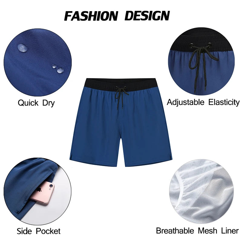 Escatch Brand Summer Swimming Shorts Men Fashion Sport Breathable Elastic Waist Mesh Liner With Pocket Bermudas Masculina Shorts